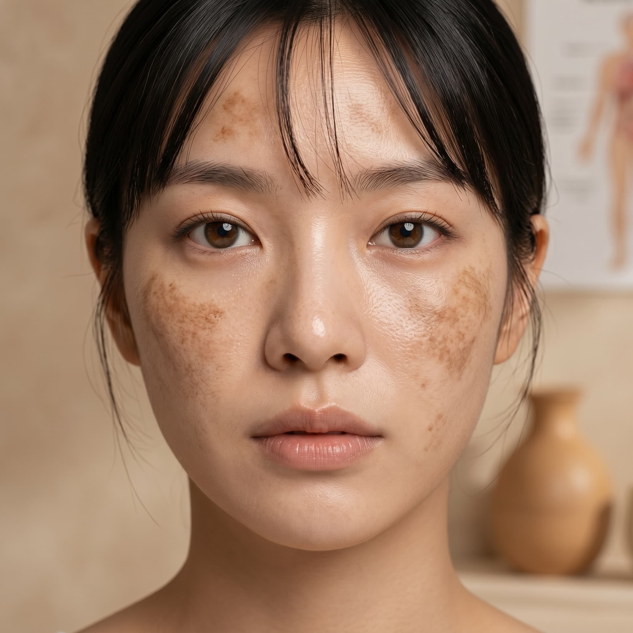 양 볼·이마 진한 갈색 기미가 신경 쓰이는 분